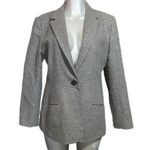 Sag Harbor 100% Wool Heather Gray Blazer Suit Jacket Single Button Size 14 Large